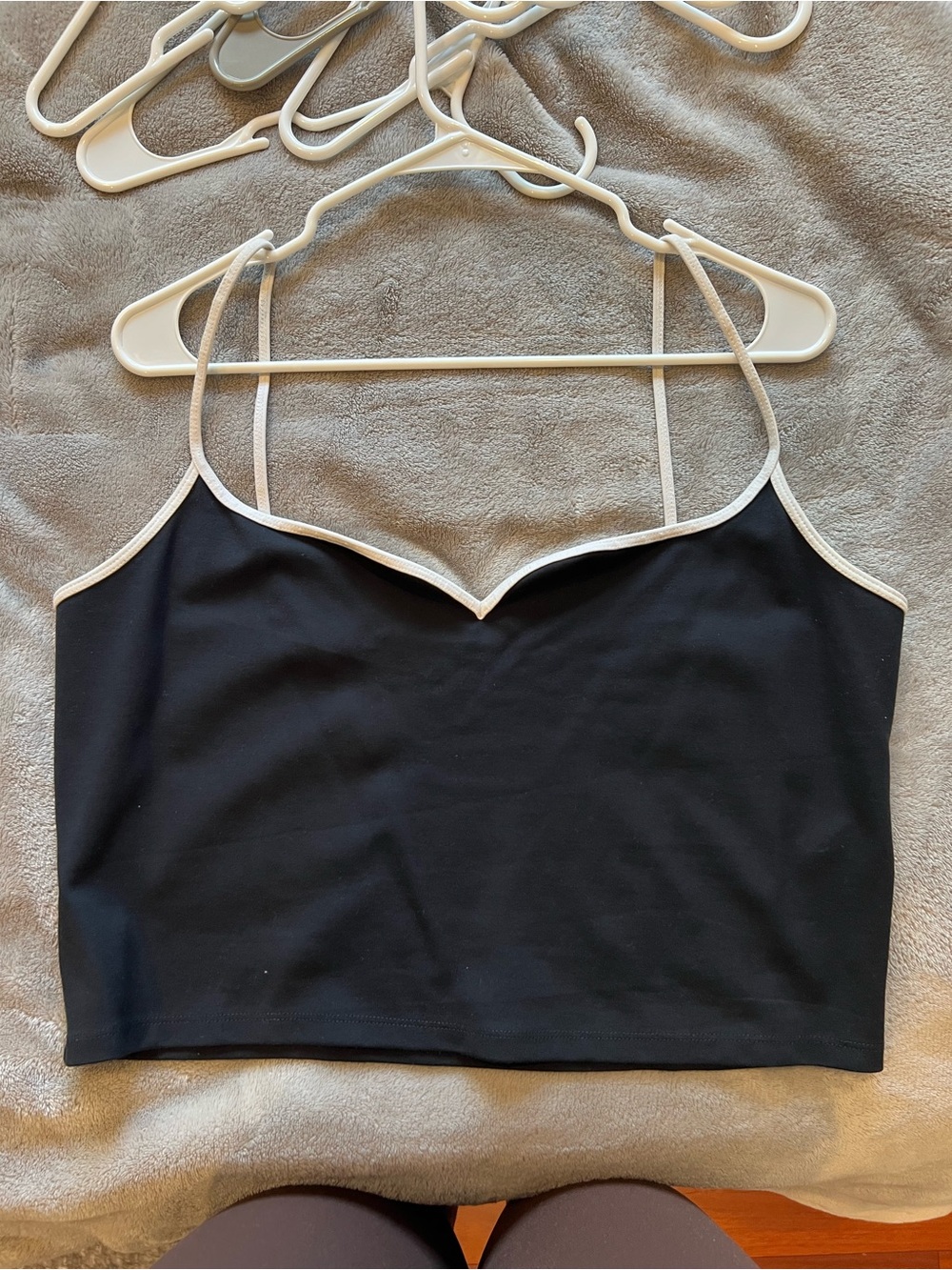 Abercrombie & Fitch Black Crop Cami with Contrast Trim - Women Tops